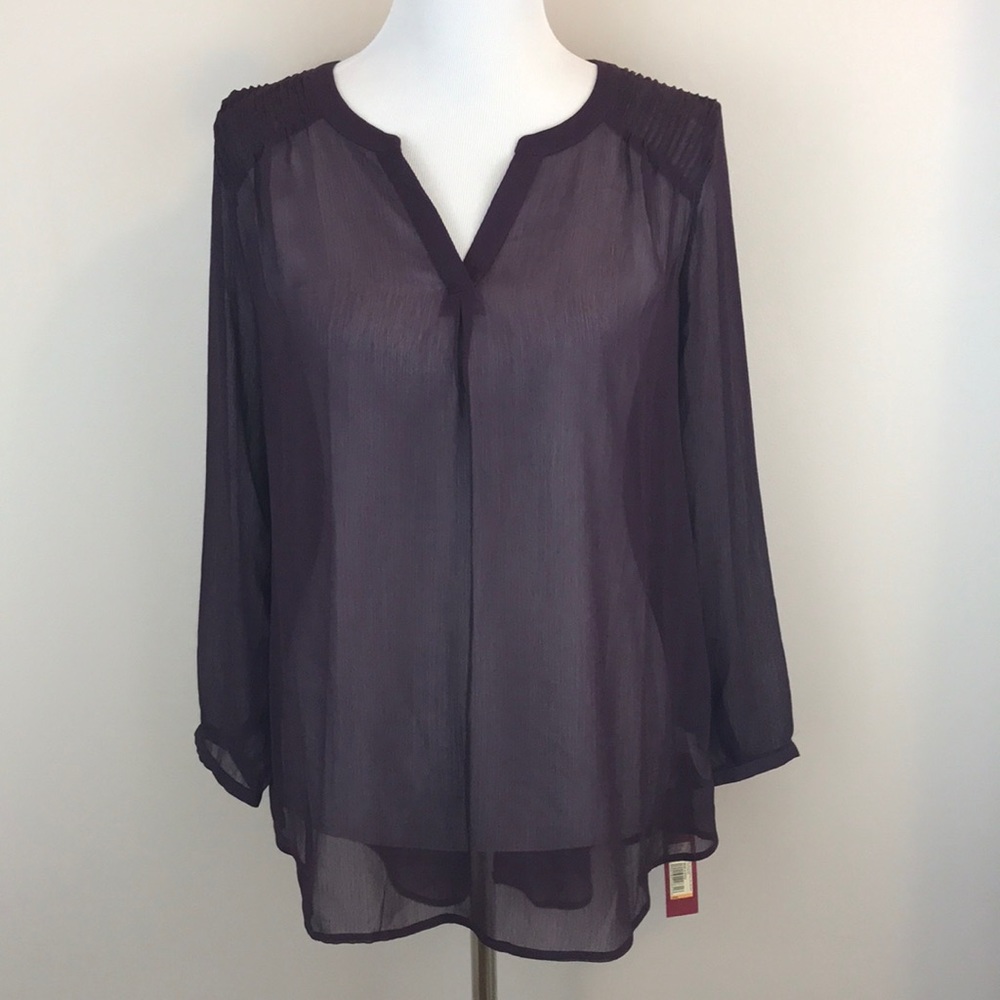 Merona Flowy Berry Purple Sheer Top - M/L